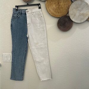 PacSun Blue and White Straight‎ Leg Jeans